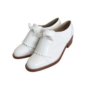 Kenneth Cole Kiltie Leather Oxford Dress Shoe Womens 7.5 White Leather Academia